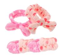 WRITWAA 2juegos Diademas Lazo de Lunares Lavado Facial Conjunto de Muñequeras Absorbentes de Agua para Rutinas de Cuidado Piel Casa