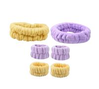 WRITWAA 2juegos Diademas y Muñequeras Deportivas Lavado Facial Diadema Esponjosa y Pulsera de Spa para Mujeres Conjunto de Cuidado Piel Baño