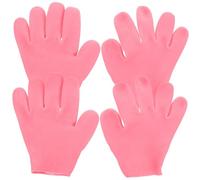 WRITWAA 2pares Guantes Hidratantes Nocturnos Para Manos Secas De Guantes De Silicona Rosa Para Dormir y La Loción Hidratante Las Manos