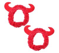 WRITWAA 2piezas Diademas De Pelo De Peluche Para Mujer De Color Rojo Para Maquillaje Limpieza Facial y Spa Accesorio Cómodo y Funcional Para Cuidado Personal
