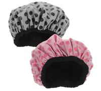 WRITWAA 2piezas Gorro De Ducha Para Mujer y Niña Gorro De Baño De Tres Protector Cabello Para Piscina y Spa Negro y Rojo