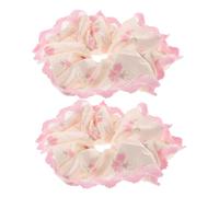 WRITWAA 2piezas Lazo De Pelo De Encaje Floral Gomas De Satén y Seda Coleteros Antideslizantes Para Mujer Accesorios De Moda Pelo