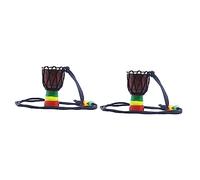 WRITWAA 2piezas Mini Djembe Africano Hecho Mano Collar De Tambor De Madera Decoración Del Hogar y Juguete Para Para Amantes Música Color Aleatorio