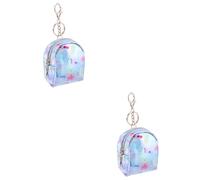 WRITWAA 2piezas Monedero De Mujer Unicornio Brillante PU Cartera De Monedas y Llaveros para Viajes y Cosméticos