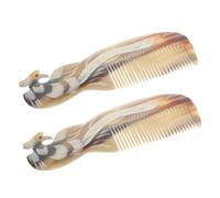 WRITWAA 2piezas Peines De De Buey Fino Peines Para Mujer De Ducha y Masaje Herramienta De Masaje Del Cabelludo De Dientes Anchos