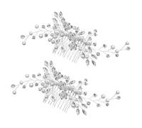 WRITWAA 2piezas Peineta de Novia Blanca Cristales Accesorios Cabello para Boda Peineta de Novia para Ceremonia para Damas de Honor y Despedidas de Soltera