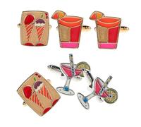 WRITWAA 3 Pares Gemelos para Camisa con Diseño de Bebidas Pequeños y Únicos Accesorios de Joyería para Hombre y Mujer Fiestas y Casual