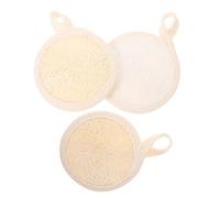 WRITWAA 3 Piezas de limpieza almohadillas baño esponja exfoliante facial Exfoliante corporal depurador facial almohadilla exfoliante facial de esponja vegetal Beige