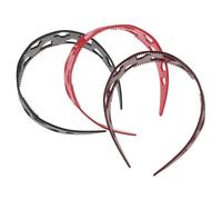 WRITWAA 3 Piezas Fashionable Wide Heart Headbands For Women Lightweight Plastic Love Hairbands With Anti-slip Teeth Valentine's Day Decorative Accessories In Wine And