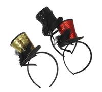 WRITWAA 3 Piezas Mini Sombrero Copa con Velo Diadema con Lentejuelas para Fiesta de Té Accesorio para Disfraz Femenino Halloween Navidad Carnaval y Año Compatible Tipo de