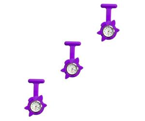 WRITWAA 3 Piezas Reloj De Bolsillo Reloj De Enfermera Morado para Mujer Médico Enfermera Broches Morados para Mujer Estudiante De Medicina as Fob Púrpura