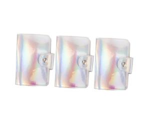 WRITWAA 3 Piezas Titular De La Tarjeta De Plantilla De Uñas Uña Del Dedo Del Pie Clavos Polaco Arte Organizador De Porta Sellos De Uñas Bolsa De Cartas El Plastico Silver