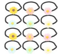 WRITWAA 30piezas Unidades Coleteros Elásticos Con Flor De Margarita Para Mujer Gomas De Pelo Decorativas y Resistentes Para Peinados Diarios