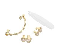 WRITWAA 3piezas Brackets Dorados Forma de Corazón Parrilla de Circonita Cúbica para Halloween Accesorios Únicos para Fiestas de Cosplay para Hombres y Mujeres