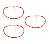 WRITWAA 3piezas Collar De Cuentas De Arroz Para Mujer Gargantilla Simple De Capa Única Rojo Para Fiestas y Eventos Especiales