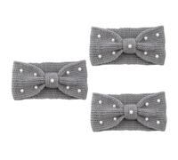 WRITWAA 3piezas Diadema De Crochet Para Mujer Perlas y Lazo Accesorio De Moda Oscuro Para Actividades Al Aire y Días Fríos