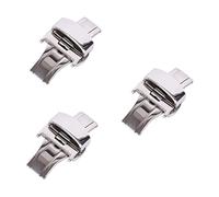 WRITWAA 3piezas Hebilla De Reloj De Acero Inoxidable Cierre Desplegable De Doble Botón Para Correas De Reloj Color Plateado Accesorio Elegante y Duradero