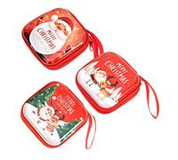 WRITWAA 3piezas Monedero de Obsequio de Navidad Mini Cartera Navideña Bolsitas para Dulces Estuches para Auriculares para Guardar Cables de Datos Colgante para Árbol de Navidad Decoración