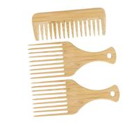WRITWAA 3piezas Peine de Bambú de Peine de Dientes Anchos para Cabello Rizado Herramienta de Peinado No Estática para Peinar Cabello Grueso y Barbas