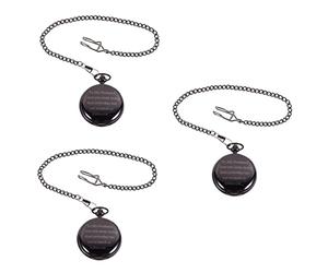 WRITWAA 3piezas Reloj De Bolsillo Vintage De Aleación con Cadena Diseño Retro y Números Árabes para Ocasiones Casuales Negocios Accesorio Elegante para Caballeros