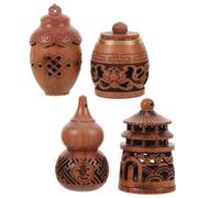 WRITWAA 4 Colgantes Difusores de Madera Tallada a Mano Diseño Hueco Decorativo, Difusión de Aceites Esenciales, para Coche o Hogar, Accesorio Funcional y Artístico