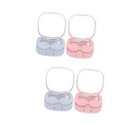 WRITWAA 4 Juegos Estuche Lentes de Contacto Estuche de Lentes Colorido Caso Hola portátil Conveniente Soporte de contactos Titular de contactos Profesionales Vidrio