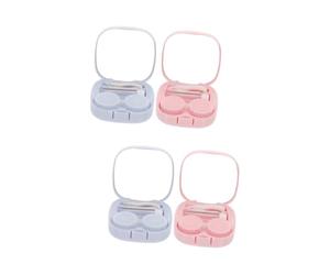WRITWAA 4 Juegos Estuche Lentes de Contacto Estuche de Lentes Colorido Caso Hola portátil Conveniente Soporte de contactos Titular de contactos Profesionales Vidrio