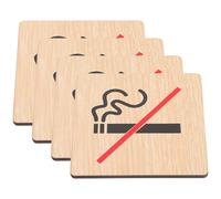 WRITWAA 4 Letreros de Madera Señal de Prohibido Fumar para Negocios Indicativo Público Tamaño Mediano Color Natural Adecuado para Puertas de Hotel Oficinas y Zonas sin Humo