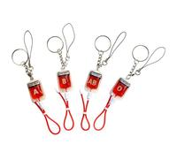 WRITWAA 4 Llaveros de Acero Inoxidable Ligeros Diseño Único de Tipos de Sangre para Bolsas y Teléfonos, Colgantes Decorativos Pequeños y Modernos