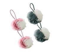 WRITWAA 4 Piezas Bola De Baño Grande Bicolor Esponja De Malla Para Ducha Baño y Exfoliación Estropajo De Malla Hogar