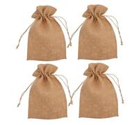WRITWAA 4 Piezas Bolsa De Arpillera Sacos De Arpillera Mini Bolsas De Arpillera Con Cordón Pequeña Bolsa Con Cordón Pequeñas Bolsas De Arpillera Light Brown Lino