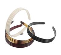 WRITWAA 4 Piezas Diademas Rígidas con Dientes Antideslizantes Diademas de Resina Retro con Diseño de Rayas para Mujer de Rojo Vino Negro Beige y Carey para Cabello Grueso y Uso Escolar o