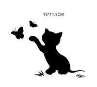 WRITWAA 4 Piezas Pegatinas para Coche Diseño de Gato Aleteando en Vinilo Pet Negro y Blanco Efecto Reflectante y Protección contra Arañazos para Decoración Exterior