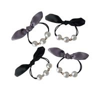 WRITWAA 4piezas Banda Cabello Perlas y Lazos Coleteros Elásticos para Mujer para Cabello Grueso y Rizado