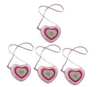WRITWAA 4piezas Bolso De Mano Forma De Corazón para Niñas Bandolera Ligeramente Decorada con Lentejuelas Cartera Cruzada Versátil para Uso Diario y Ocasiones Especiales