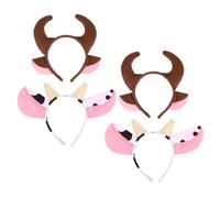 WRITWAA 4piezas Diadema de Cuerno de Vaca Diadema de Cuerno para Niñas y Mujeres para Cosplay y Disfraces Fiesta Temática de Halloween o Navidad Material de Peluche Suave