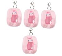 WRITWAA 4piezas Monedero De Mujer Pequeño Cierre De Cremallera Cartera De Cambio De Monedas y Tarjetas Diseño De Conejito De Peluche para Llevar Claves y Accesorios