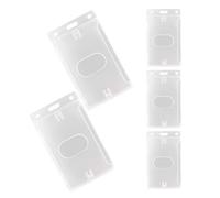 WRITWAA 5 Piezas Porta Credencial Transparente Rígido Vertical con Inserción Lateral, Funda para Tarjetas de Identificación, Soporte Acrílico para Oficina, Escuela y Eventos