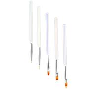 WRITWAA 5 Pinceles para Decoración de Uñas, Lápiz y Pincel Fino para Manicura, Fibra Suave y Mango Acrílico, Set de 5 Piezas para Arte de Uñas DIY en Salones y Uso Doméstico