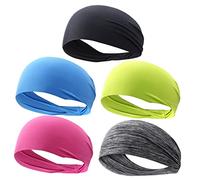 WRITWAA 5piezas Diadema de Secado Rápido Banda Elástica Cabello Diadema Cabello Que Absorbe el Sudor para Yoga y Ejercicios al Aire Varios estilos
