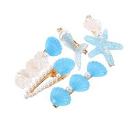 WRITWAA 5piezas Pinzas Pelo Forma De Pinzas Playeras Diseño Estrella Accesorios De Sirena Pelo Horquillas Laterales Para Niñas Para Fiestas La Playa y Verano