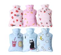 WRITWAA 6 Bolsas de Agua Caliente Pequeñas de Pvc, Mini Bolsas Térmicas Decorativas Diseño de Labios, Plátano, Fresa, Taza, Nube y Gato, para Suministro de Invierno y Calentadores de
