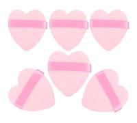 WRITWAA 6 Esponjas de Maquillaje para Aplicación Precisa en Forma de Corazón Rosa, Esponja Multiusos de Flocado 6 Piezas Kit Adecuado para Principiantes
