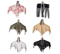 WRITWAA 6 Piezas Decoraciones Colgantes de Esqueletos y Fantasmas para Halloween, Diseño Realista y Aterrador, Material de Plástico y Tela, Reutilizables para Fiestas y Escape Room Color