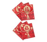 WRITWAA 6 Piezas Sobres Rojos Brillantes para Año Chino Diseño Cubo de Agua Corto para Dinero Regalo Festivo Estilo Moderno y Seguro
