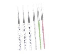 WRITWAA 6 Pinceles para Decoración y Delineado de Uñas Set 6 Piezas Tamaño Estándar Bolígrafo para Dibujar Uñas Mango Decorativo de Gemas de Imitación DIY en Casa