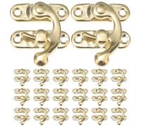 WRITWAA 60 piezas de mini cierres de brazo oscilante dorados para cajas de joyería | Cierre de cerradura antiguo vintage, gancho de pestillo derecho, hebilla de metal con cuerno para maletas y cajas