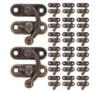 WRITWAA 60 piezas de mini cierres de bronce con brazo oscilante para cajas de joyería | Cierre de cerradura antiguo vintage con gancho de pestillo derecho y hebilla de metal para maletas y cajas de