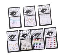 WRITWAA 7 Conjuntos parche facial de de imitación joyas cuerpo cristales cara de joya pegatinas calcomanías etiqueta engomada de las gemas de la cara joya de la cara Acrílico