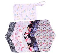 WRITWAA 7 Piezas Almohadilla Sanitaria De Carbón De Bambú Servilleta Reutilizable Lavable Período Femenino Toallas Almohadillas Toalla Higiénica Lavable Algodon Organico